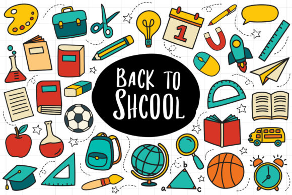Back to School Icon Set Doodle Style Graphics