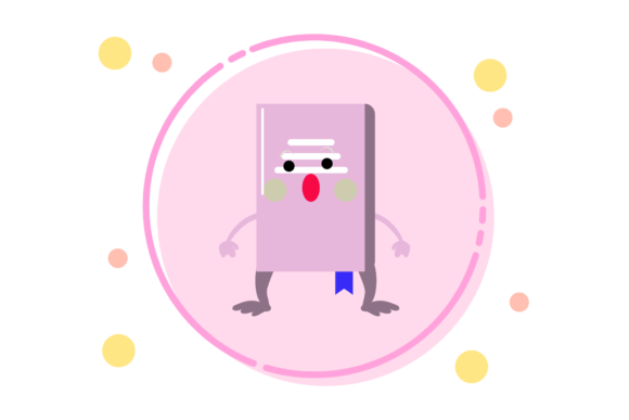 Back to School Kawaii Book Circle Art