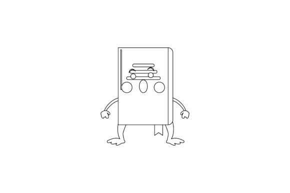 Back to School Kawaii Book Outline Graphics