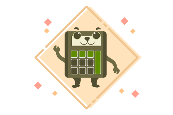 Back to School Kawaii Calculator Art Graphics