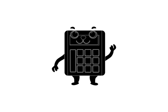 Back to School Kawaii Calculator Black Graphics