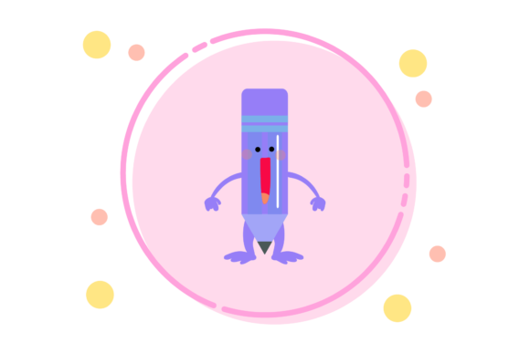 Back to School Kawaii Pencil Circle Art Graphics