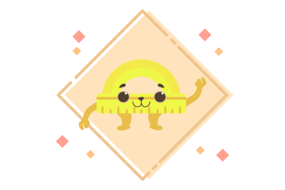 Back to School Kawaii Protractor Art Graphics