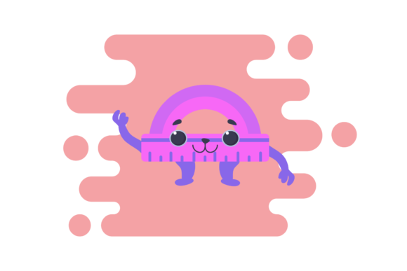 Back to School Kawaii Protractor Clipart Graphics