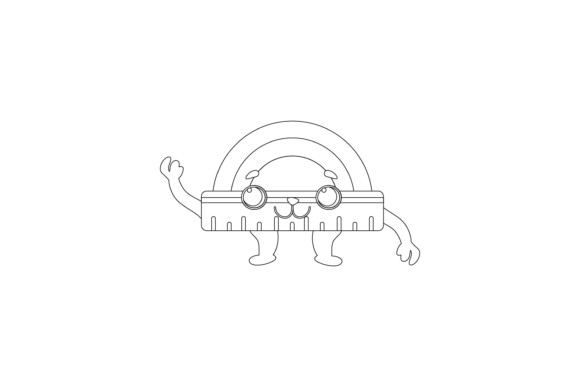 Back to School Kawaii Protractor Outline