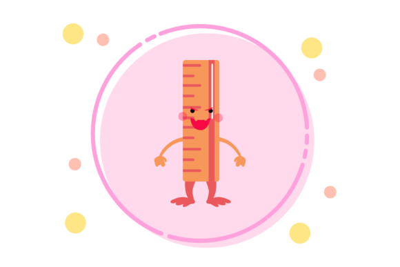 Back to School Kawaii Ruler Circle Art Graphics