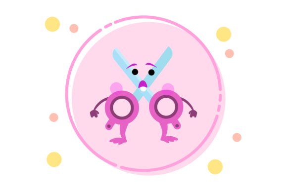 Back to School Kawaii Scissor Circle Art Graphics