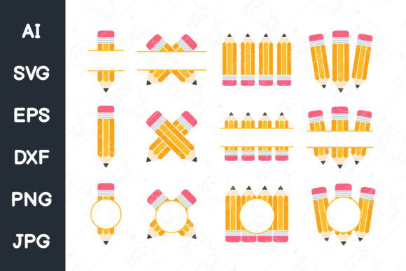 Pencil Monogram SVG Back to School SVG